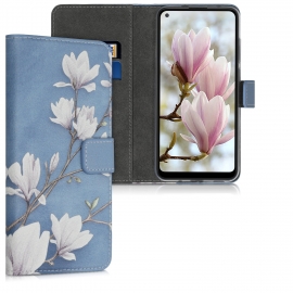 KW Wallet Case Samsung Galaxy A11 - Magnolias Taupe / White / Blue Grey (52170.01)