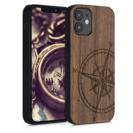 KW Wooden Case iPhone 12 Mini - Navigational Compass Walnut (52733.01)