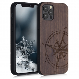 KW Wooden Case iPhone 12 / 12 Pro - Navigational Compass Walnut (52734.01)
