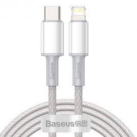 Baseus High Density Fast Charging Data Cable 20W Type-C to Lighting , 2m - White (CATLGD-A02)