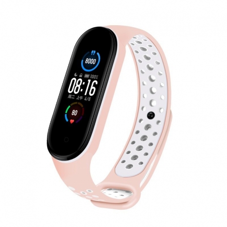 OEM Replacment band strap for Xiaomi Mi Band 5 Dots - Pink/White