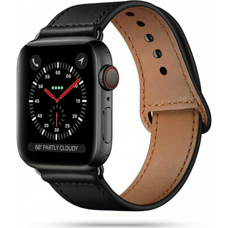 Tech-Protect LeatherFit Apple Watch 1/2/3/4/5/6/SE (42/44MM) - Black