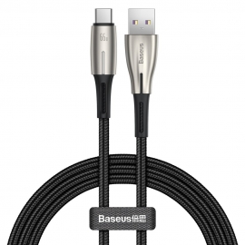 Baseus Water Drop-shaped Cable USB to Type-C, LED, 66W, 6A, 1m - Black (CATSD-M01)