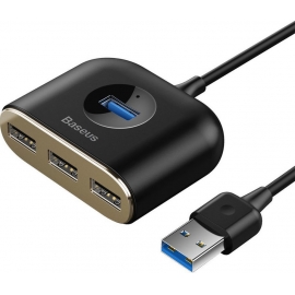 Baseus Square Round USB Adapter, HUB USB 3.0 to 1x USB 3.0 + 3x USB 2.0.1m - Black (CAHUB-AY01)