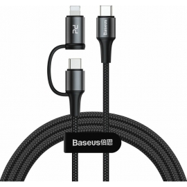 Baseus 2 in 1 Cable Type-C to Type-C 60W/Lightning 18W 1m Black