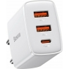 Baseus Compact Quick Charger Type-C/2xUSB 30W White