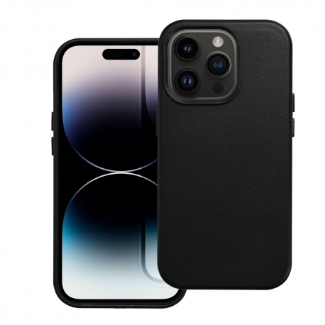 Leather Mag Cover Case iPhone 14 Pro - Black