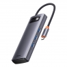 Baseus Multifunctional HUB Docking Station Metal Gleam Series 6 in 1 Type-C to USB3.0 Gray