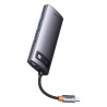 Baseus Multifunctional HUB Docking Station Metal Gleam Series 6 in 1 Type-C to USB3.0 Gray