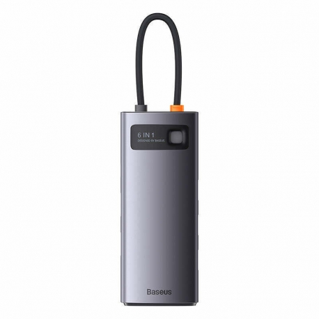 Baseus Multifunctional HUB Docking Station Metal Gleam Series 6 in 1 Type-C to HDMI+USB 3.0 Gray