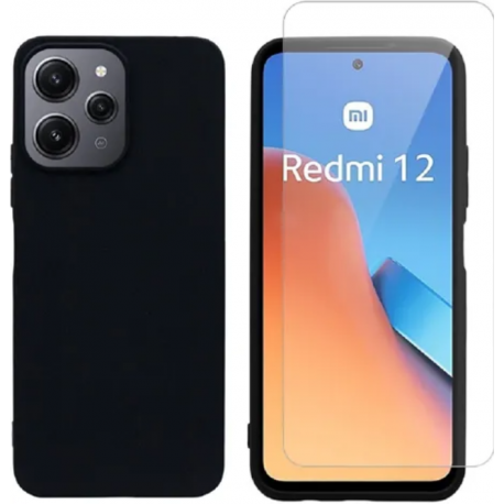 Vivid Set Silicone Matte Case + Tempered Xiaomi Redmi 12 Black