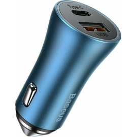 Baseus Car Charger 1xUSB/1xType-C 40W PD 3.0 Blue