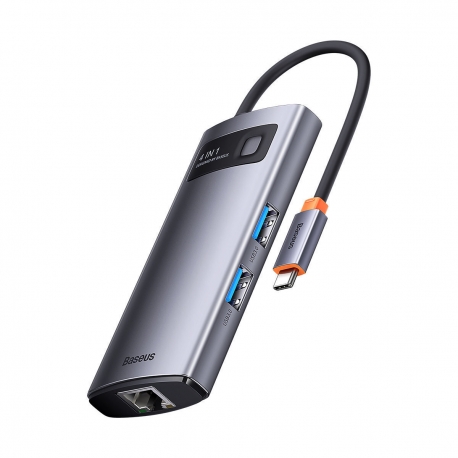 Baseus Multifunctional HUB Docking Station Metal Gleam Series 4 in 1 Type-C to USB 3.0+RJ45 Gray