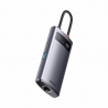 Baseus Multifunctional HUB Docking Station Metal Gleam Series 4 in 1 Type-C to USB 3.0+RJ45 Gray