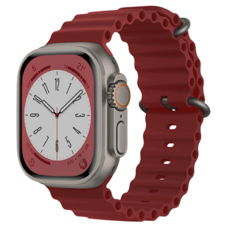 Techsuit Watchband W038 Silicone Strap Apple Watch Ultra2/Ultra1/SE/9/8/7/6/5/4 (49/45/44mm) - Wind Red