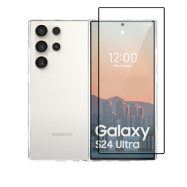 Vivid Set Gelly Case + Full Face Tempered Glass Samsung Galaxy S24 Ultra Black