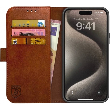 Rosso Element Book Case Apple iPhone 15 Pro Max - Brown