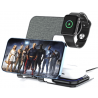 Veger Y9 3 in 1 Wireless Charging Station - Qi Smartphone/ Airpods/ Apple Watch - Tarnish Grey