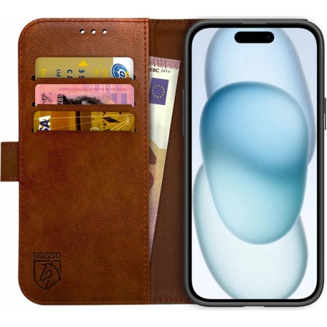 Rosso Element Book Case Apple iPhone 15 - Brown