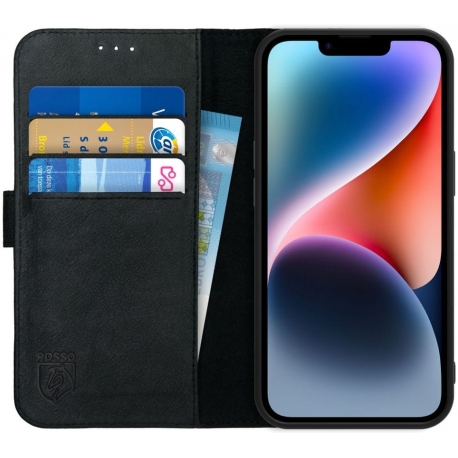 Rosso Deluxe Book Case Apple iPhone 14 - Black