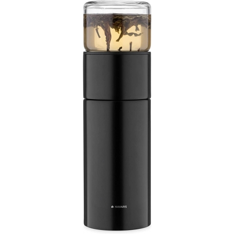 Navaris Tea Bottle with Filter - 300ml - Black