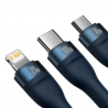 Baseus Flash Series II 2 to 3 Charging Cable U+C to M+L+C 100W 1.2m Blue