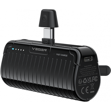 Veger PowerBank PlugOn-C Pro-Type-C KickStand - 5000mAh - 20W - Black