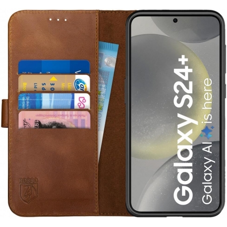 Rosso Deluxe Book Case Samsung Galaxy S24 Plus - Brown