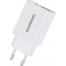Riversong Travel Adapter SafeKub D2 2.4A Dual USB White