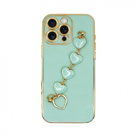 Vivid Slim Case with Heart Chain Hand Strap Apple iPhone 16 Pro Max Green