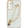 Vivid Silicone Case Pearl Chain Holder Samsung Galaxy A55 5G White/Gold