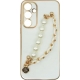 Vivid Silicone Case Pearl Chain Holder Samsung Galaxy A55 5G White/Gold