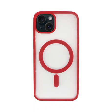 Vivid Magsafe Silicone Case Apple iPhone 15 Plus Transparent/Red