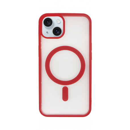 Vivid Magsafe Silicone Case Apple iPhone 15 Transparent/Red