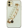 Vivid Silicone Case Pearl Chain Holder Apple iPhone 11 White/Gold