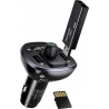 USAMS FM transmitter με οθόνη US-CC115, 2x USB, SD card, 3.4A, Black