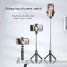 Techsuit Selfie Stick (S03) Stable and Compact Tripod Mount with Bluetooth Remote Control, 68cm - Black