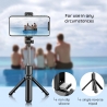 Techsuit Selfie Stick (S03) Stable and Compact Tripod Mount with Bluetooth Remote Control, 68cm - Black