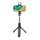 Techsuit Mini Selfie Stick (S03-S) Stable & Compact Tripod Mount, Bluetooth Remote Control, LED Light, 67cm - Black