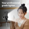 Techsuit Mini Selfie Stick (S03-S) Stable & Compact Tripod Mount, Bluetooth Remote Control, LED Light, 67cm - Black