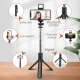 Techsuit Mini Selfie Stick (S03-S) Stable & Compact Tripod Mount, Bluetooth Remote Control, LED Light, 67cm - Black