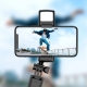 Techsuit Mini Selfie Stick (S03-S) Stable & Compact Tripod Mount, Bluetooth Remote Control, LED Light, 67cm - Black