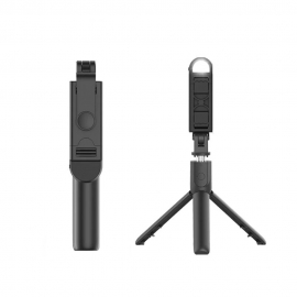 Techsuit Mini Selfie Stick (S05-S) Compact Tripod Mount with Bluetooth Remote Control, LED Light, Foldable, 105cm - Black