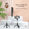Techsuit Mini Selfie Stick (S05-S) Compact Tripod Mount with Bluetooth Remote Control, LED Light, Foldable, 105cm - Black