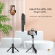 Techsuit Mini Selfie Stick (S05-S) Compact Tripod Mount with Bluetooth Remote Control, LED Light, Foldable, 105cm - Black
