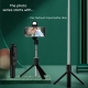 Techsuit Mini Selfie Stick (S05-S) Compact Tripod Mount with Bluetooth Remote Control, LED Light, Foldable, 105cm - Black