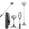 Techsuit Mini Selfie Stick (L11) Stable Tripod with Bluetooth Self Timer, 360 Rotation, 73cm - Black