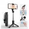 Techsuit Mini Selfie Stick (L11) Stable Tripod with Bluetooth Self Timer, 360 Rotation, 73cm - Black