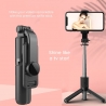 Techsuit Mini Selfie Stick (L11) Stable Tripod with Bluetooth Self Timer, 360 Rotation, 73cm - Black