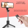 Techsuit Mini Selfie Stick (L11) Stable Tripod with Bluetooth Self Timer, 360 Rotation, 73cm - Black